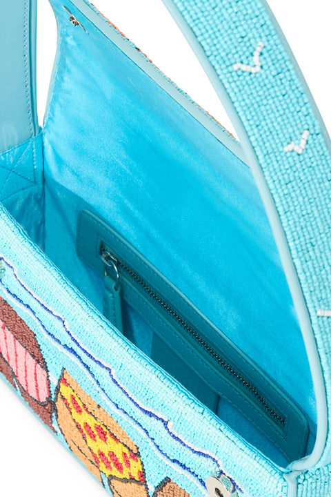 Blue Staud Tommy bag with blue lining. 