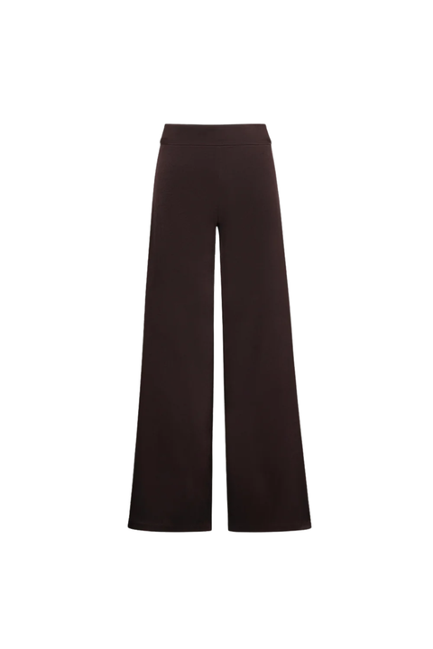 Dark brown wide-leg cropped pants shown flat against a solid white background.