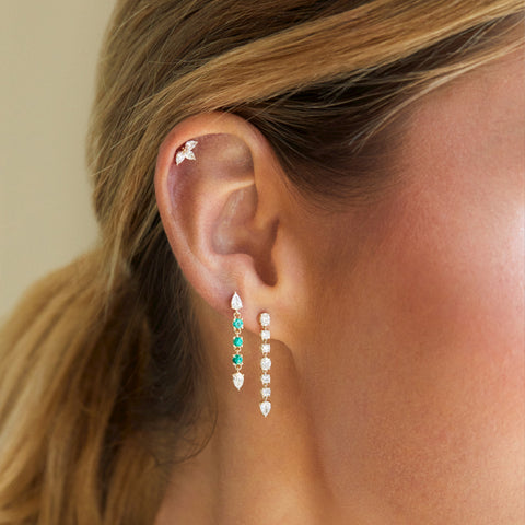 Triple Diamond Mini Pear Stud Earring