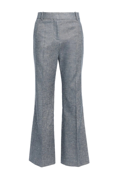 Gray flared pants on a white background