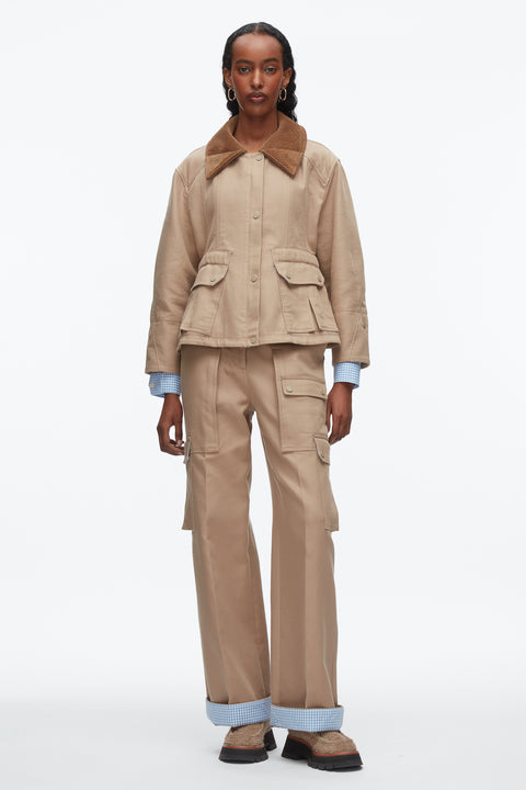 Cropped Flounce Combo Jacket