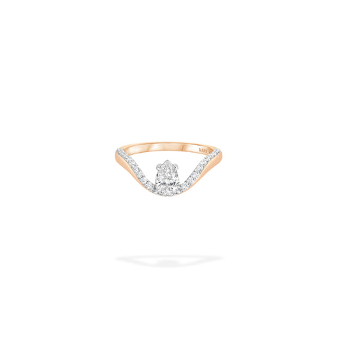 Halo Ring Half Pave With Floating Pear Stone