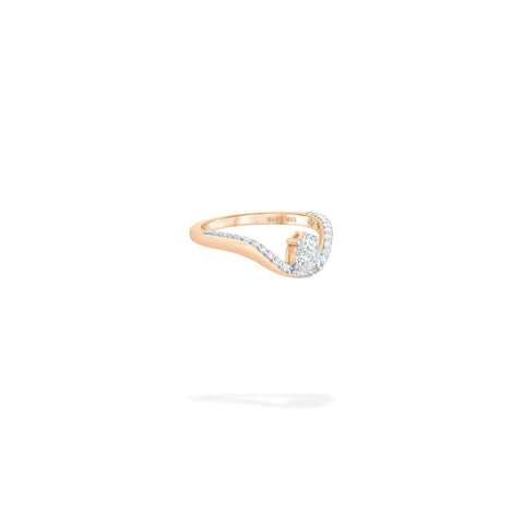 Halo Ring Half Pave With Floating Pear Stone