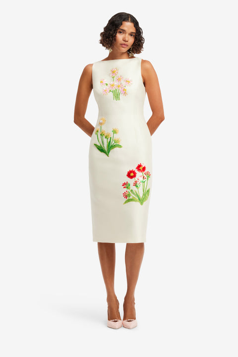 Eleanor Embellished Wool Midi Dress