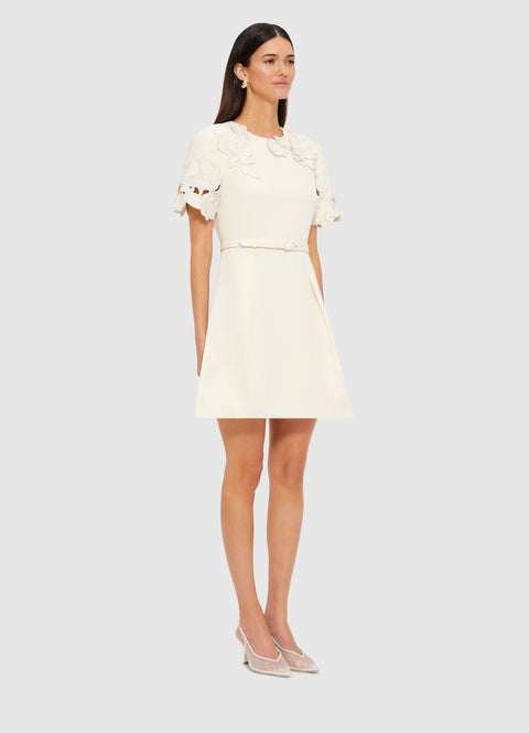 Aurélie Appliqué Short Sleeve Mini Dress