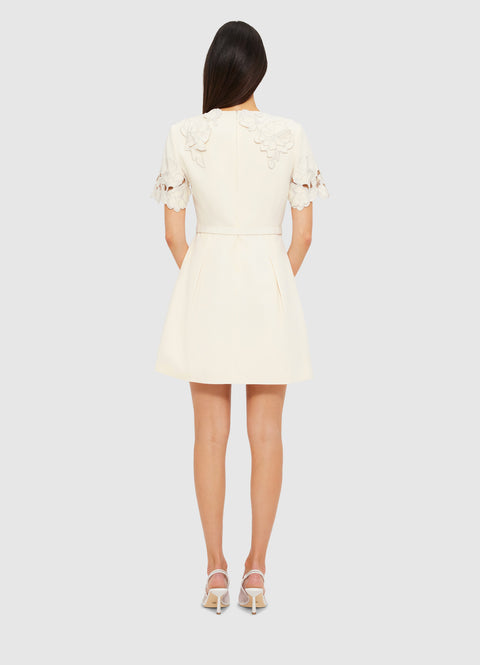 Aurélie Appliqué Short Sleeve Mini Dress