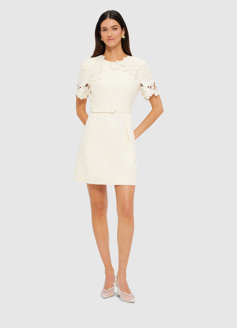 Aurélie Appliqué Short Sleeve Mini Dress