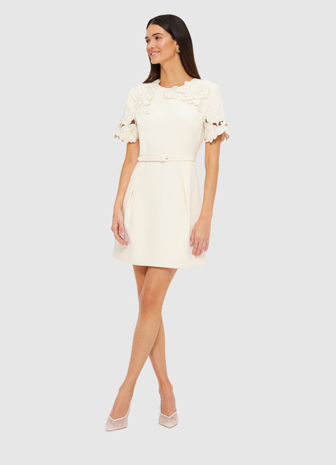 Aurélie Appliqué Short Sleeve Mini Dress