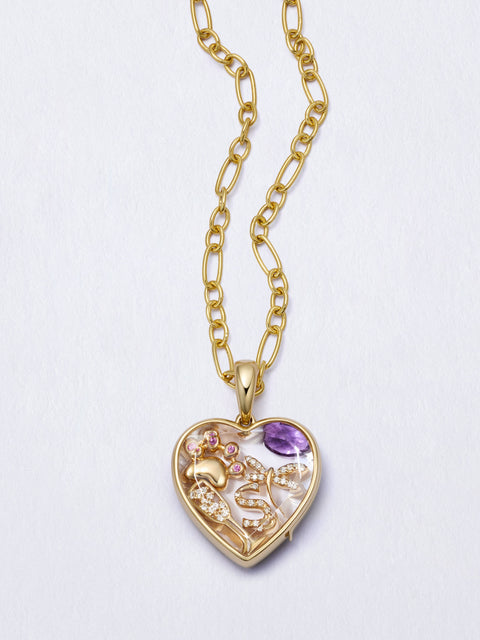 Midi Heart Locket Rolo Chain Necklace Set