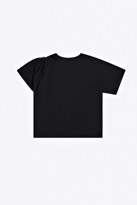 Black t-shirt on a white background