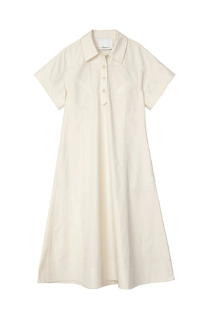 Beige polo midi dress with short sleeves on a white background