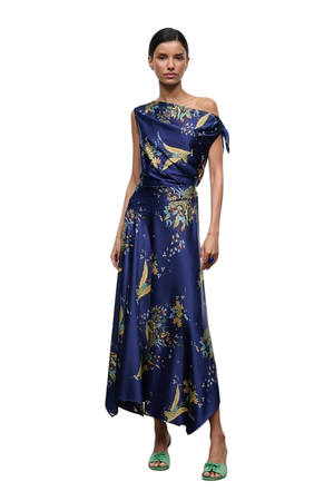 Portia Silk Dress Tapestry Midnight