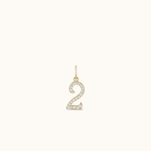 Pave Number "2" Charm