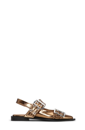 Feminine Buckle Ballerina Metallic