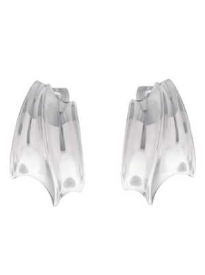 Pair of oversized transparent earrings with curved texture