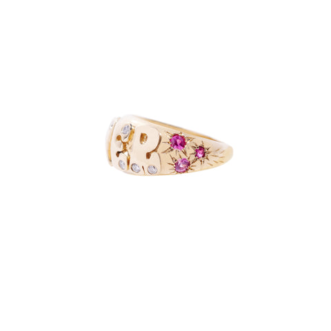 Lover Ring In 14k Yg, 1.45ct Diamond, 0.95ct Pink Sapphire