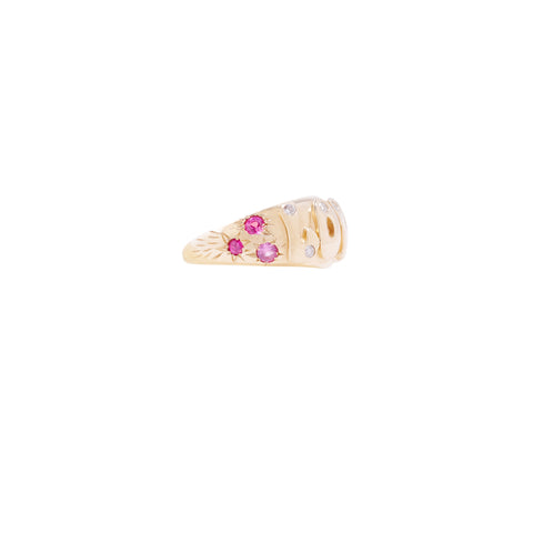 Lover Ring In 14k Yg, 1.45ct Diamond, 0.95ct Pink Sapphire