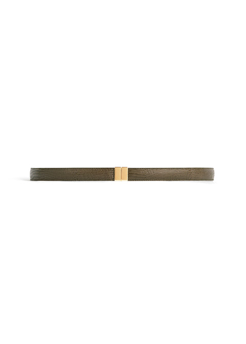 Slide Clasp Lizard-Embossed Belt