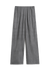 Gray wide leg flannel pants with monogram pattern in contrast stitching.