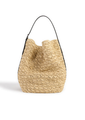 Belted Raffia Tote