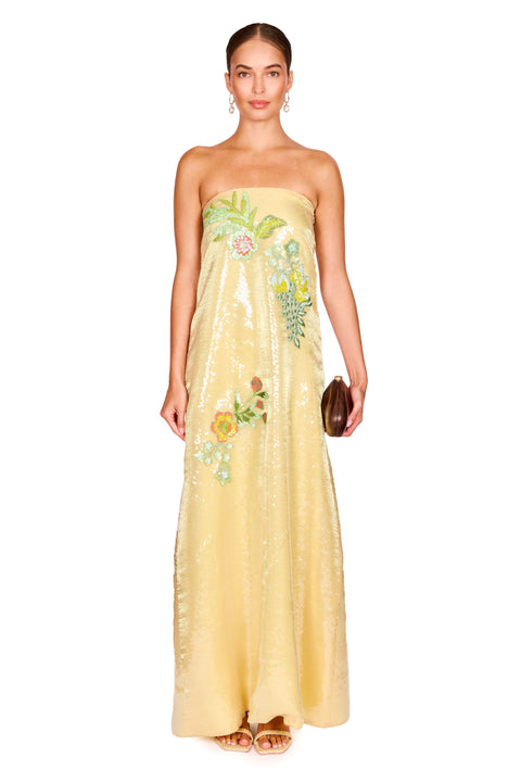 Strapless Organza Sequin Dress