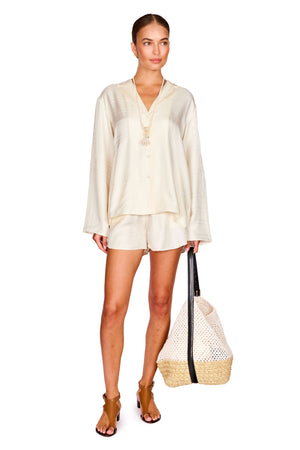 Monogram Silk PJ Top