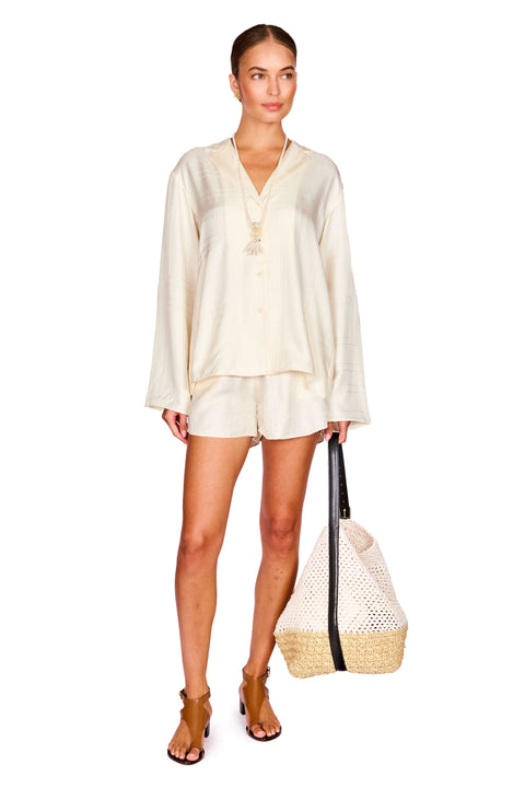 Monogram Silk PJ Top