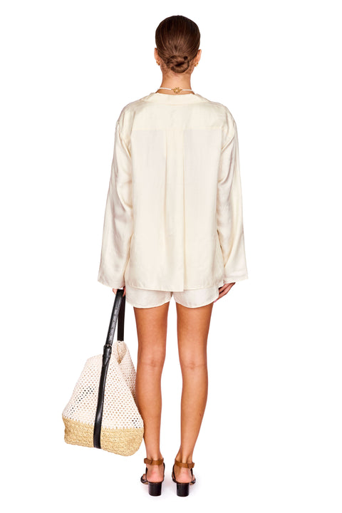 Monogram Silk PJ Top