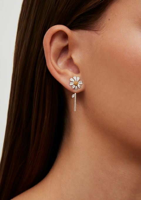 Citrine and Diamond Daisy Single Earring