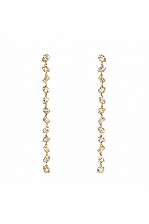 Bezel Set Multi Diamond Shape Earrings