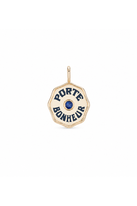 Mini Navy Enamel Porte Bonheur Charm with Blue Sapphire