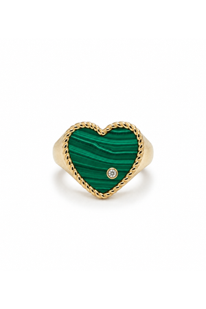 Chevalière Malachite Heart Ring