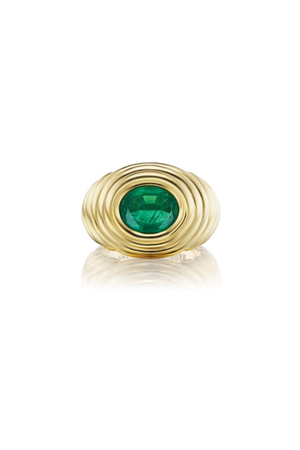 OOAK Ripple Ring with Oval Emerald
