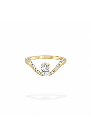 Halo Ring Half Pave With Floating Pear Stone