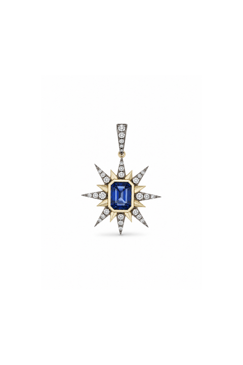 Mini Blue Sapphire Starburst Charm