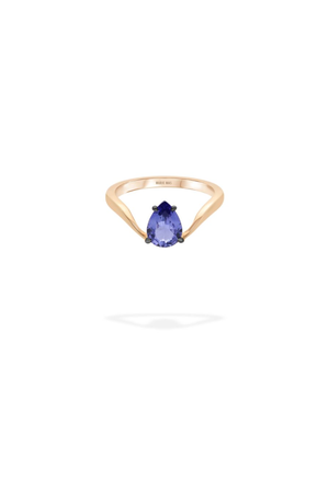 Halo Ring With Floating Pear Tanzanite