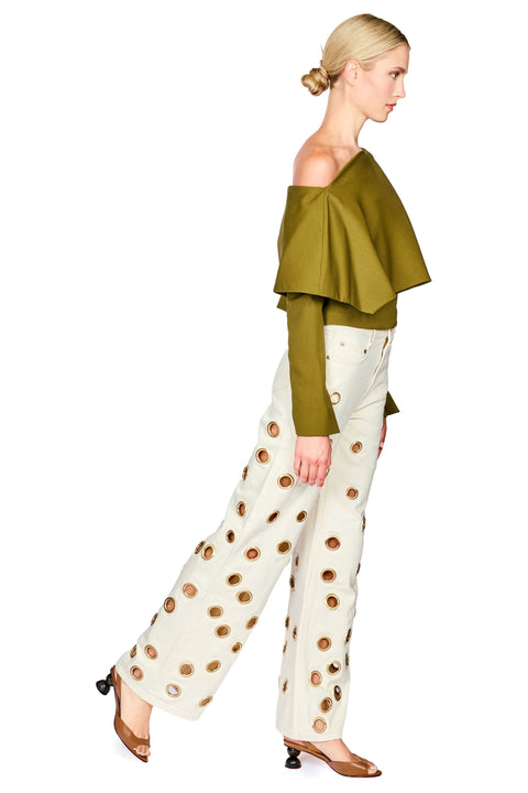 Back To Front Asymmetric Oversized Collar Top