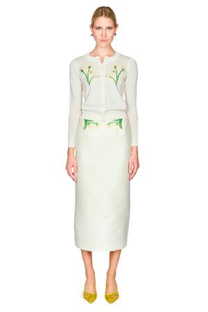 Quinn Embellished Wool Midi Skirt