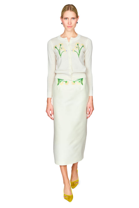 Quinn Embellished Wool Midi Skirt