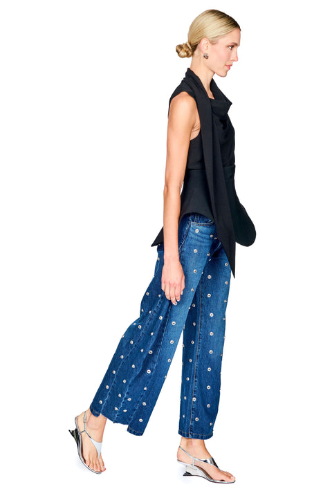 Studded Organic Jeans With Side Inserts