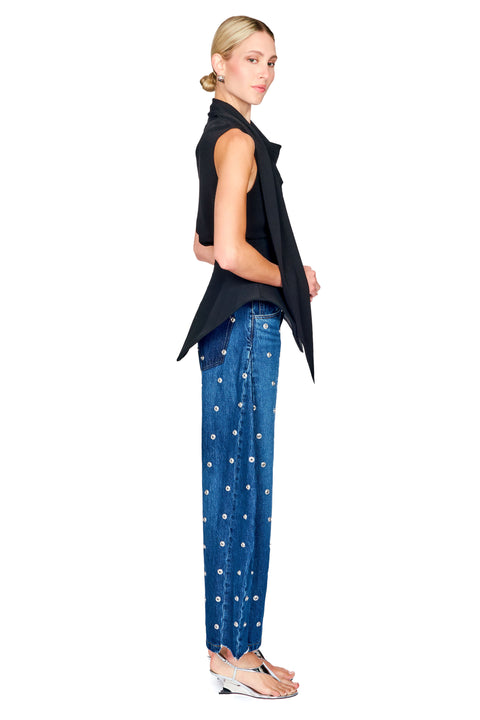 Studded Organic Jeans With Side Inserts