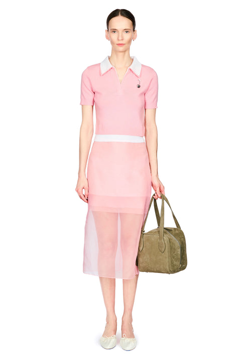 Doubled Half Front Placket Knit Polo