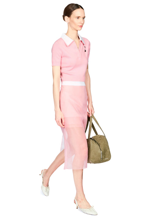 Doubled Half Front Placket Knit Polo