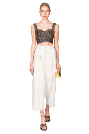 Tobacco Embroidered Top