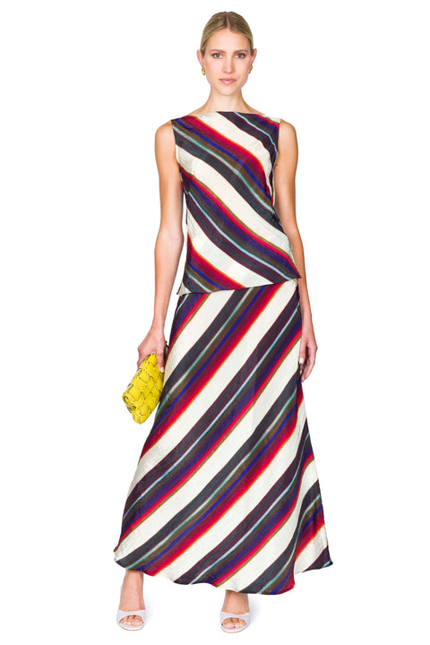 Morris Stripe Bias Midi Skirt