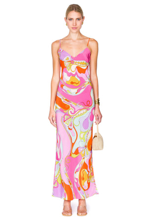Angoli Print Silk Maxi Dress