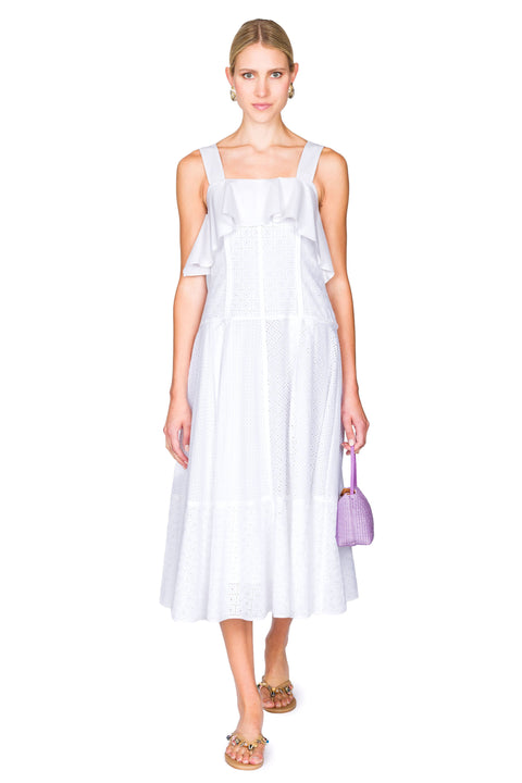 Broderie Anglaise Patchwork Cascade Midi Dress