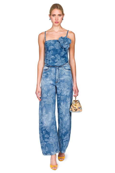 Floral Denim Bustier