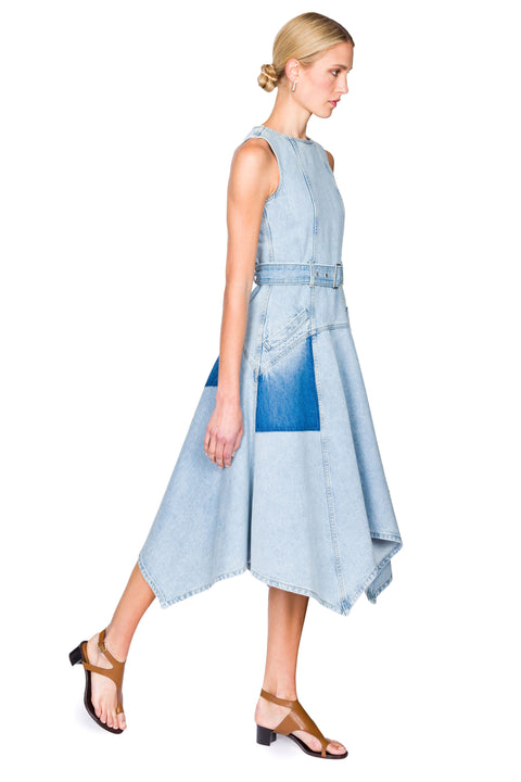 Ghost Patch Sleeveless Midi Denim Dress