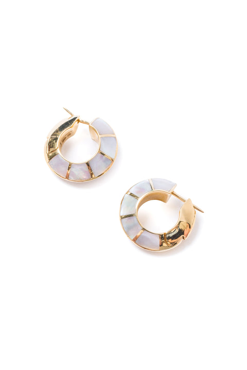 Eclipse Earrings Mother Of Pearl And Diamond Huggies